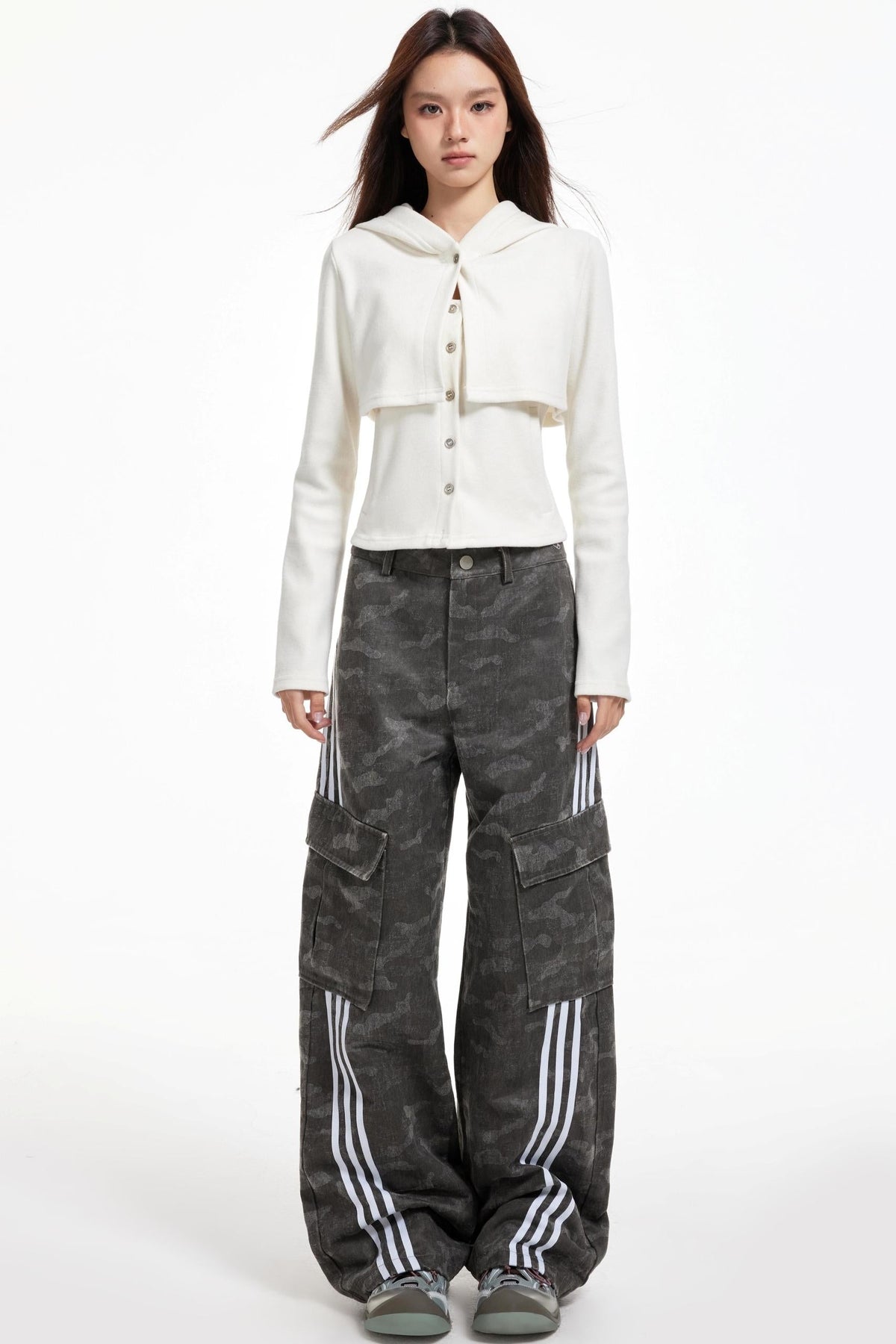 Gray Striped Cargo Pants
