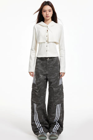 Gray Striped Cargo Pants