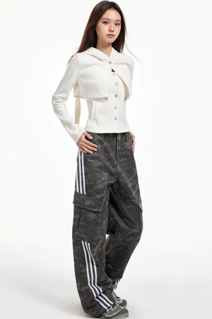 Gray Striped Cargo Pants