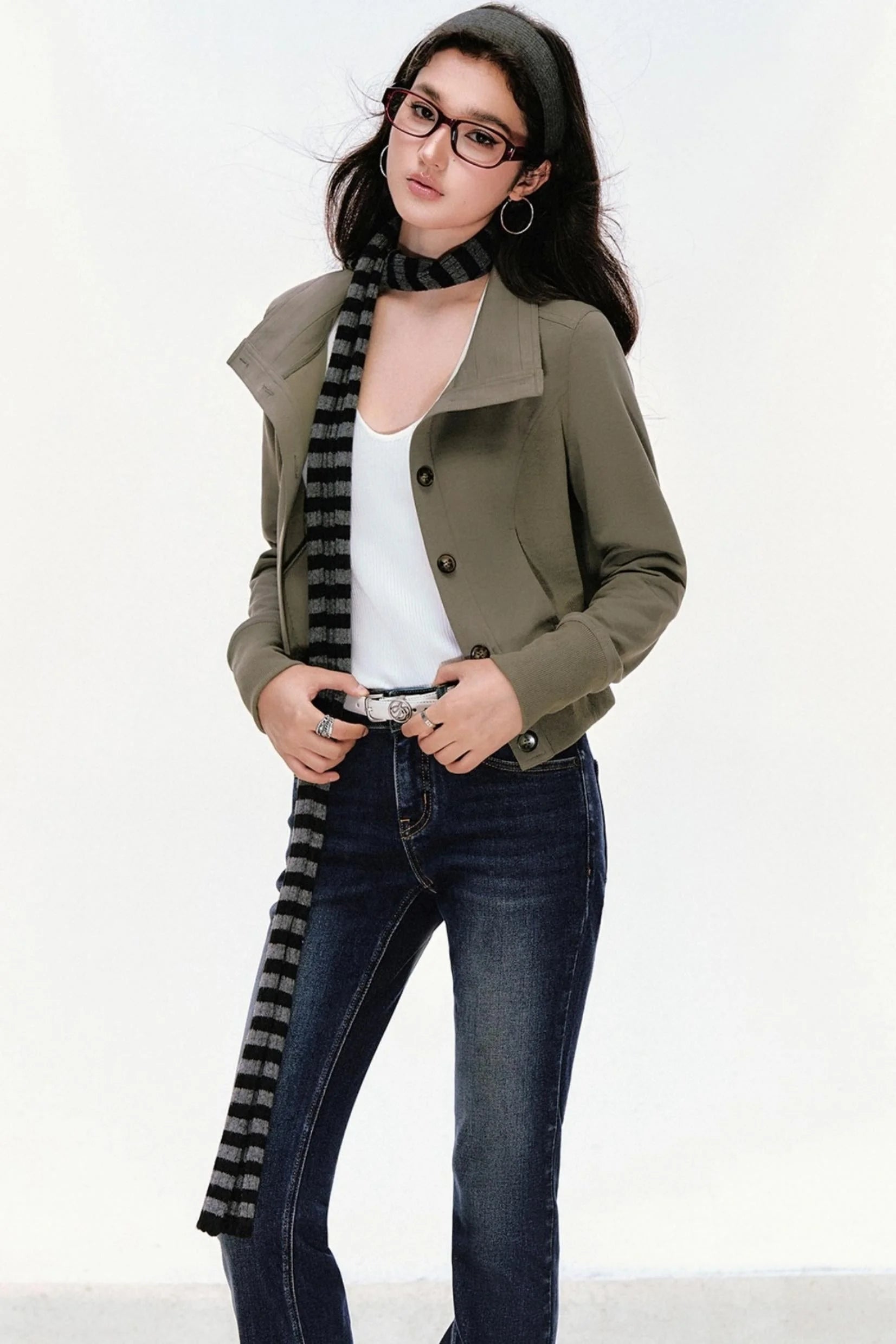 Gray Striped Scarf