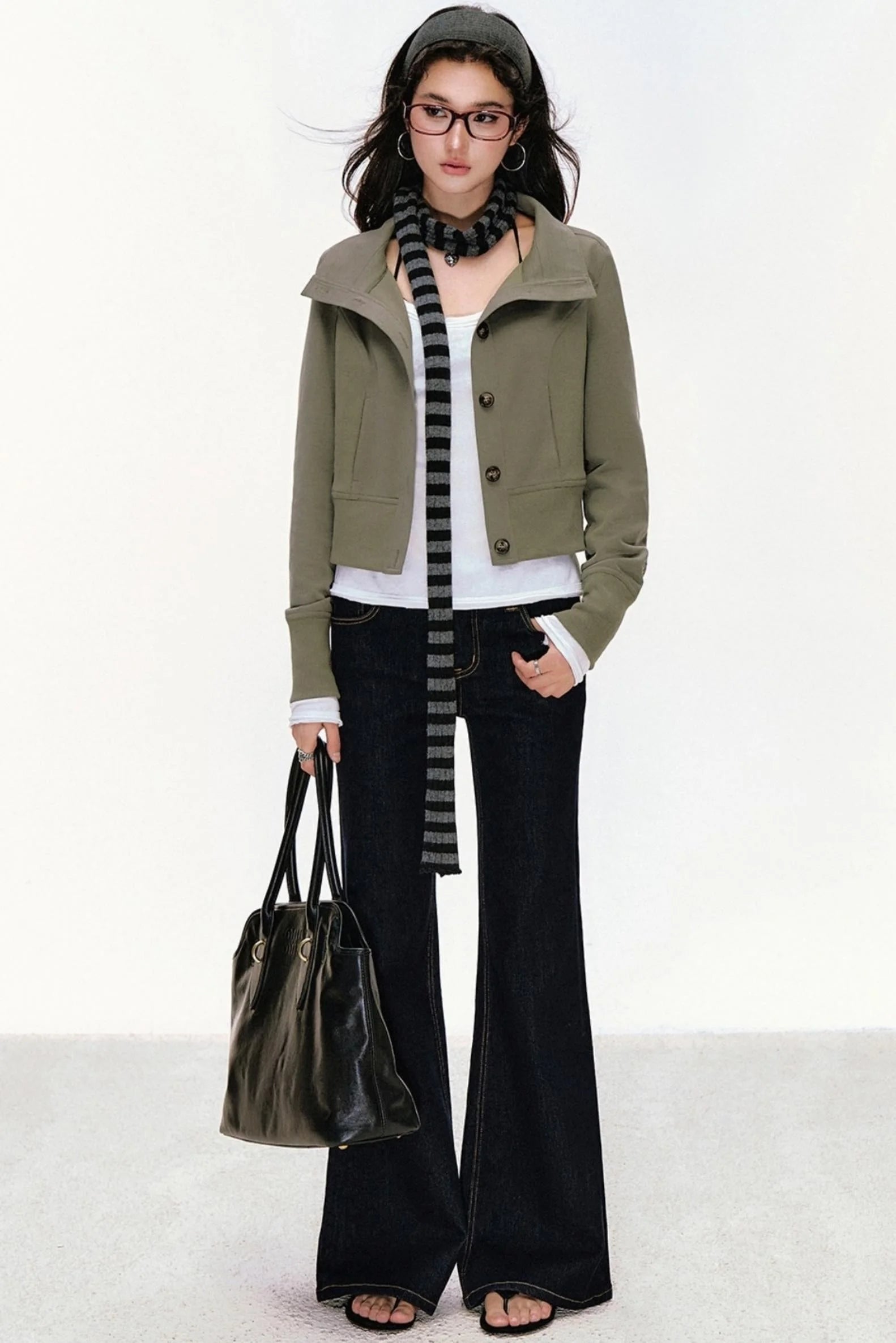 Gray Striped Scarf