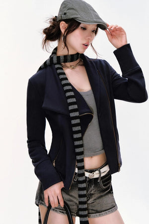 Gray Striped Scarf