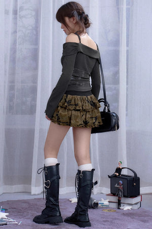 Gray Waist Belt Top