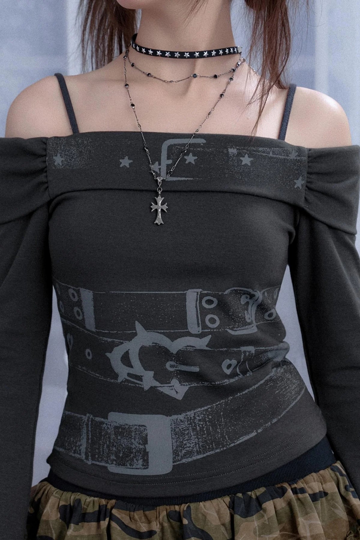Gray Waist Belt Top