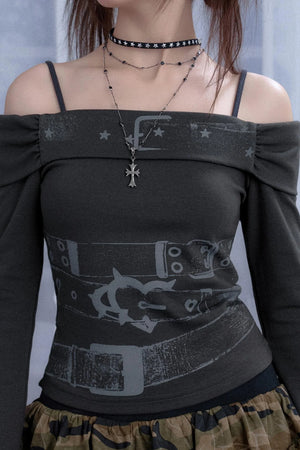 Gray Waist Belt Top