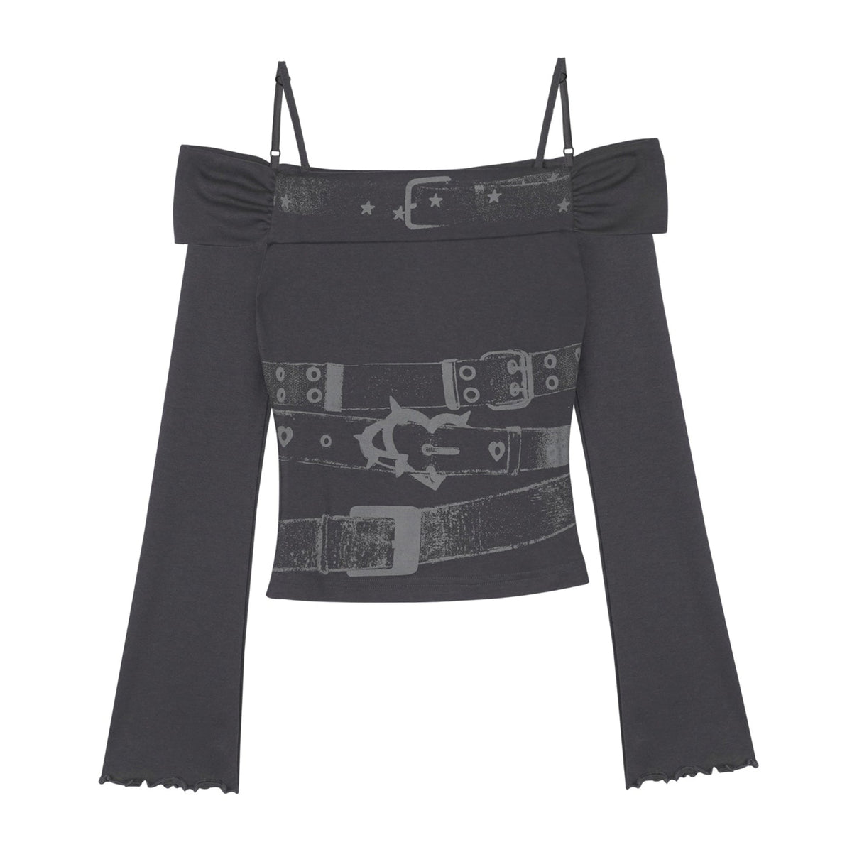 Gray Waist Belt Top