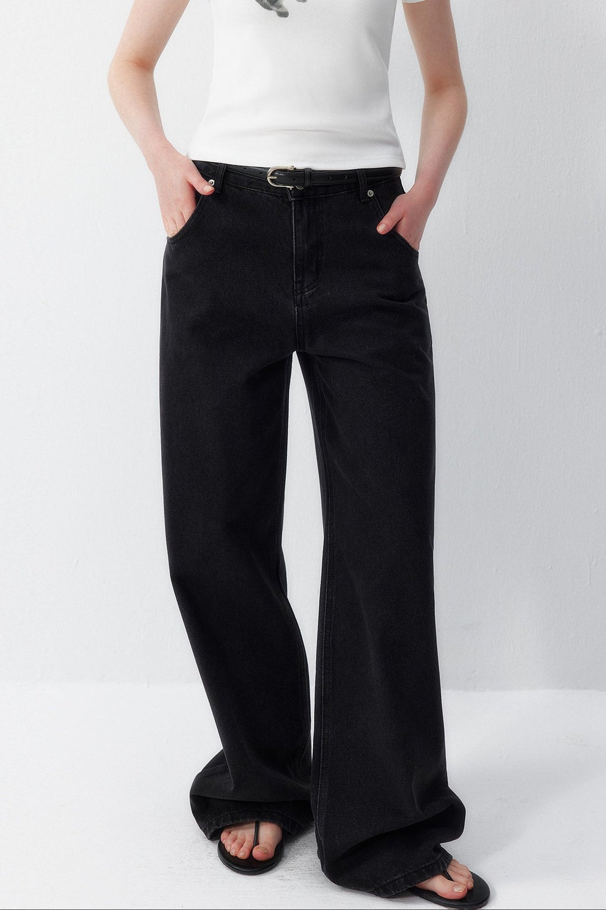 Gray Wide-Leg Jeans