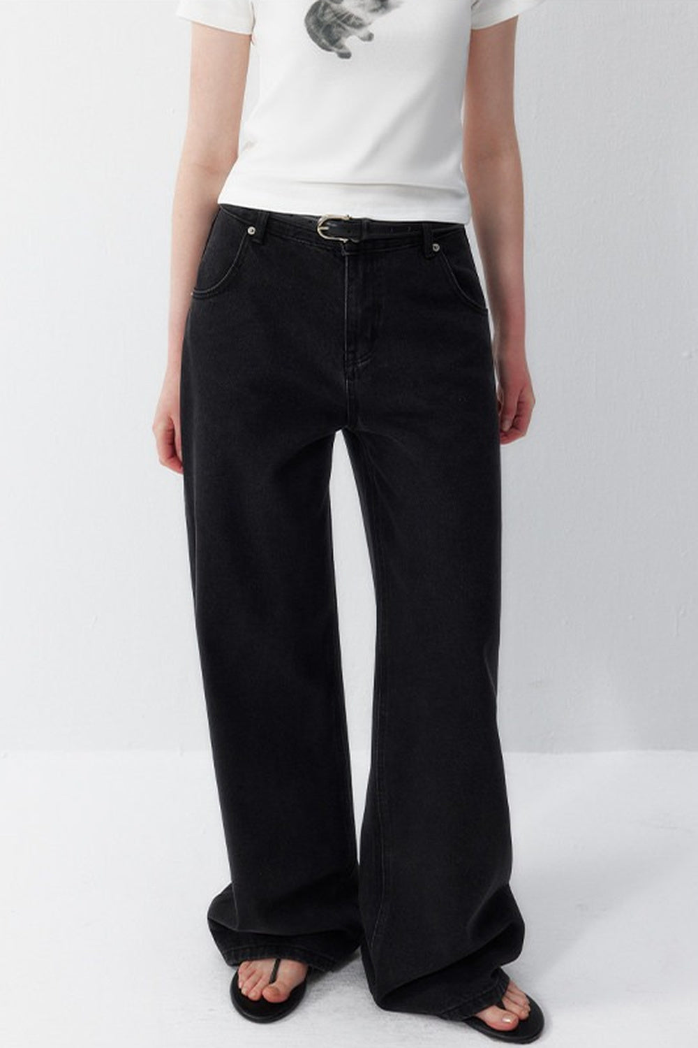 Gray Wide-Leg Jeans