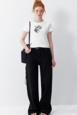 Gray Wide-Leg Jeans
