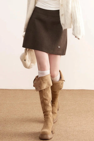 Gray Wool A-Line Skirt