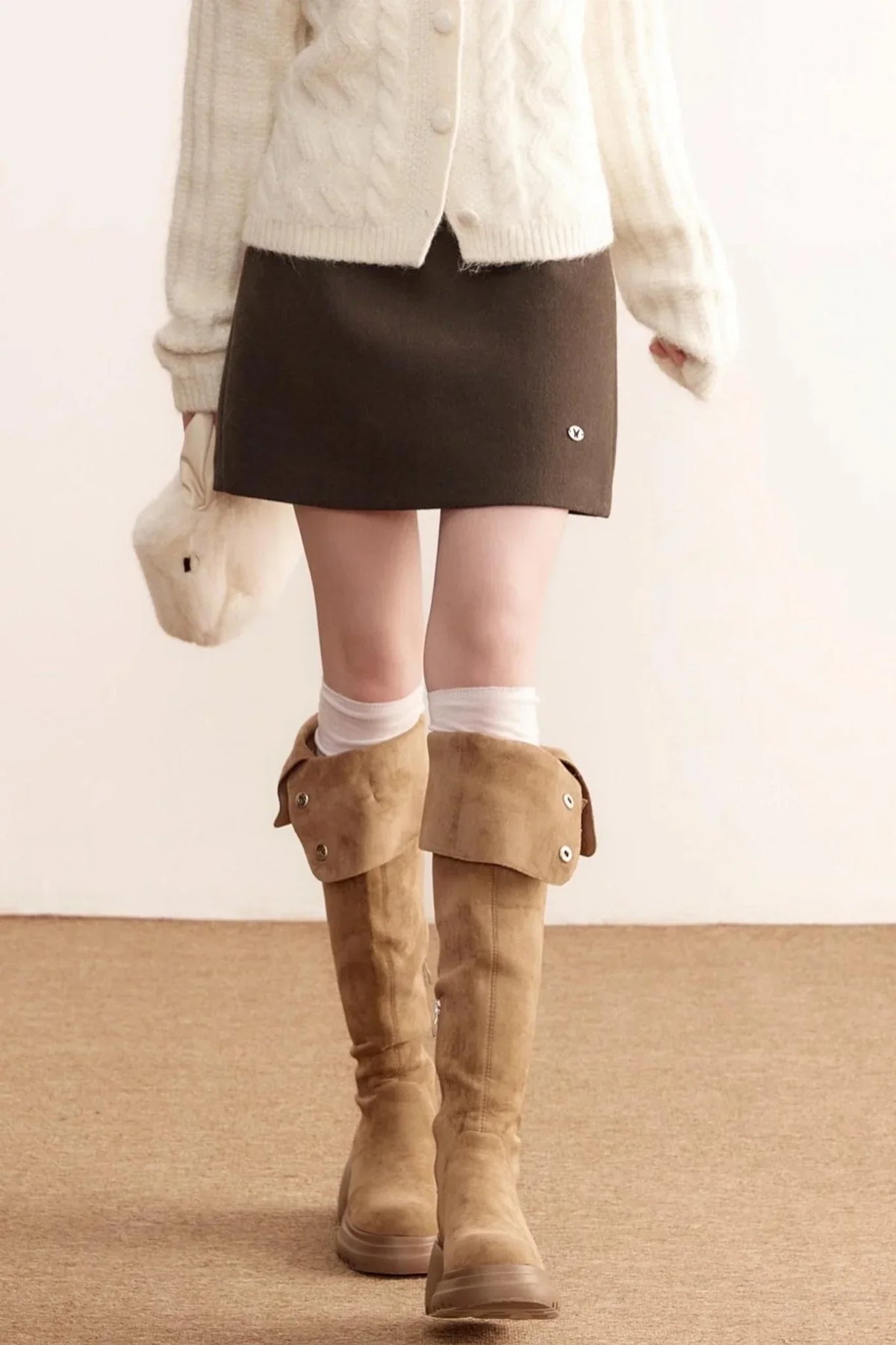 Gray Wool A-Line Skirt