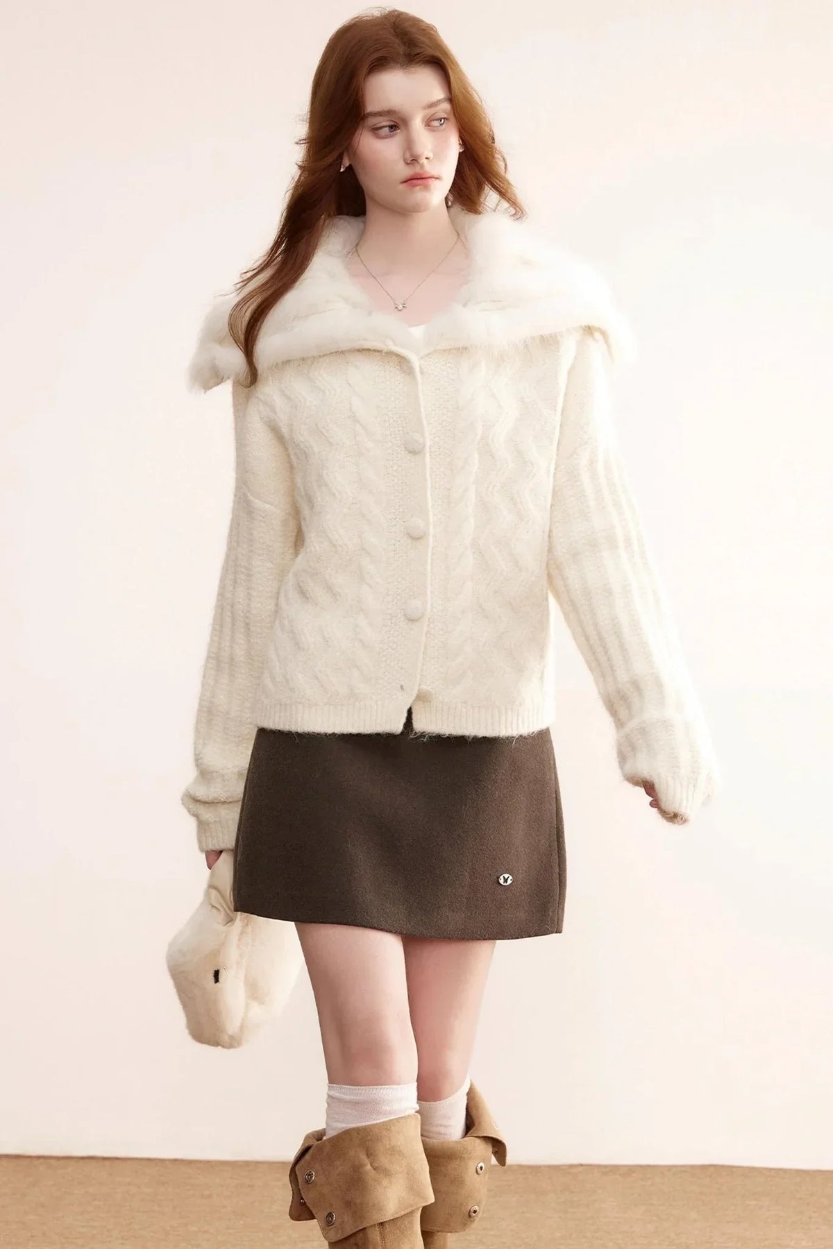 Gray Wool A-Line Skirt