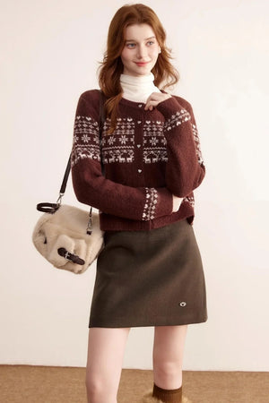 Gray Wool A-Line Skirt