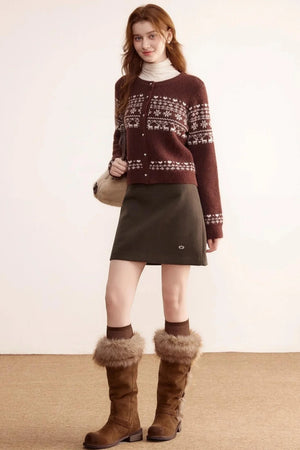 Gray Wool A-Line Skirt