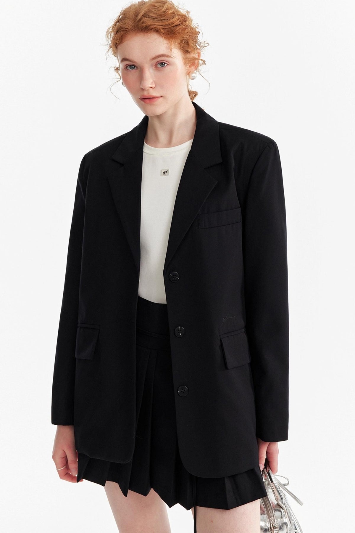 Gray Wool Blazer Skirt Set-Up