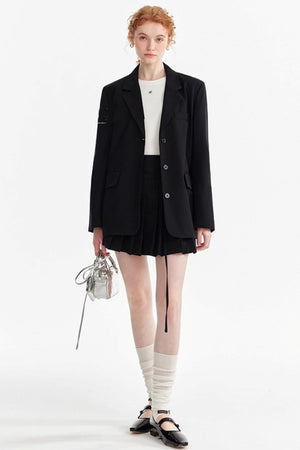 Gray Wool Blazer Skirt Set-Up