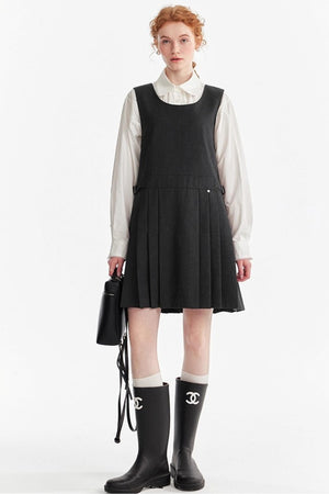 Gray Wool Blazer Skirt Set-Up