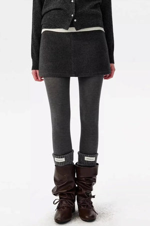 Gray Woolen A-Line Skirt