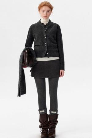 Gray Woolen A-Line Skirt