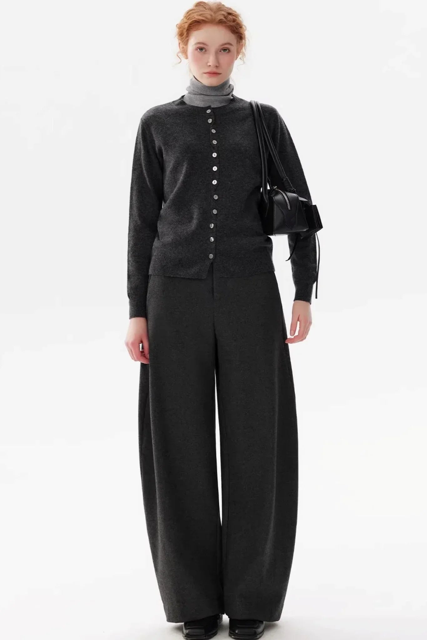Gray Woolen Drape Trousers