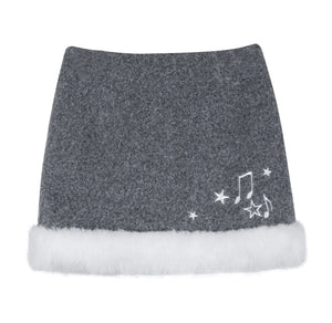 Gray Woolen Note Skirt
