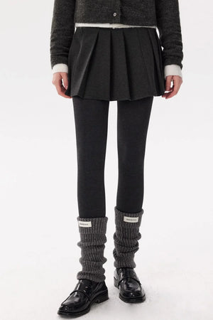 Gray Woolen Pleated Skirt