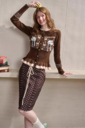 Green Apple Fair Isle Cardigan Top Set-Up