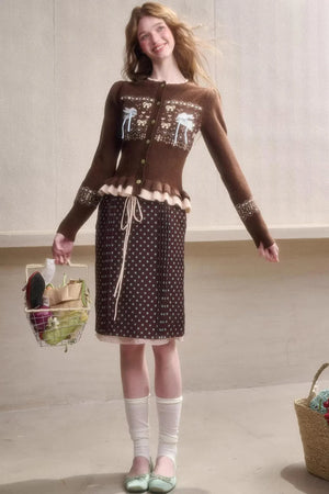 Green Apple Fair Isle Cardigan Top Set-Up