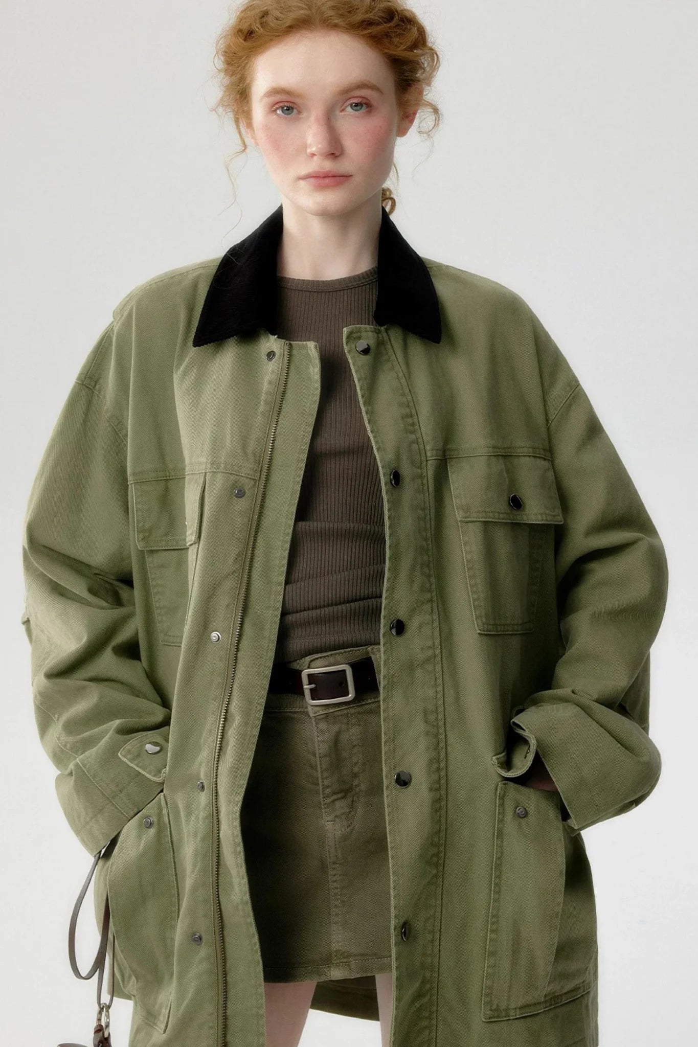Green Distressed Cotton Jacket