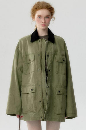 Green Distressed Cotton Jacket