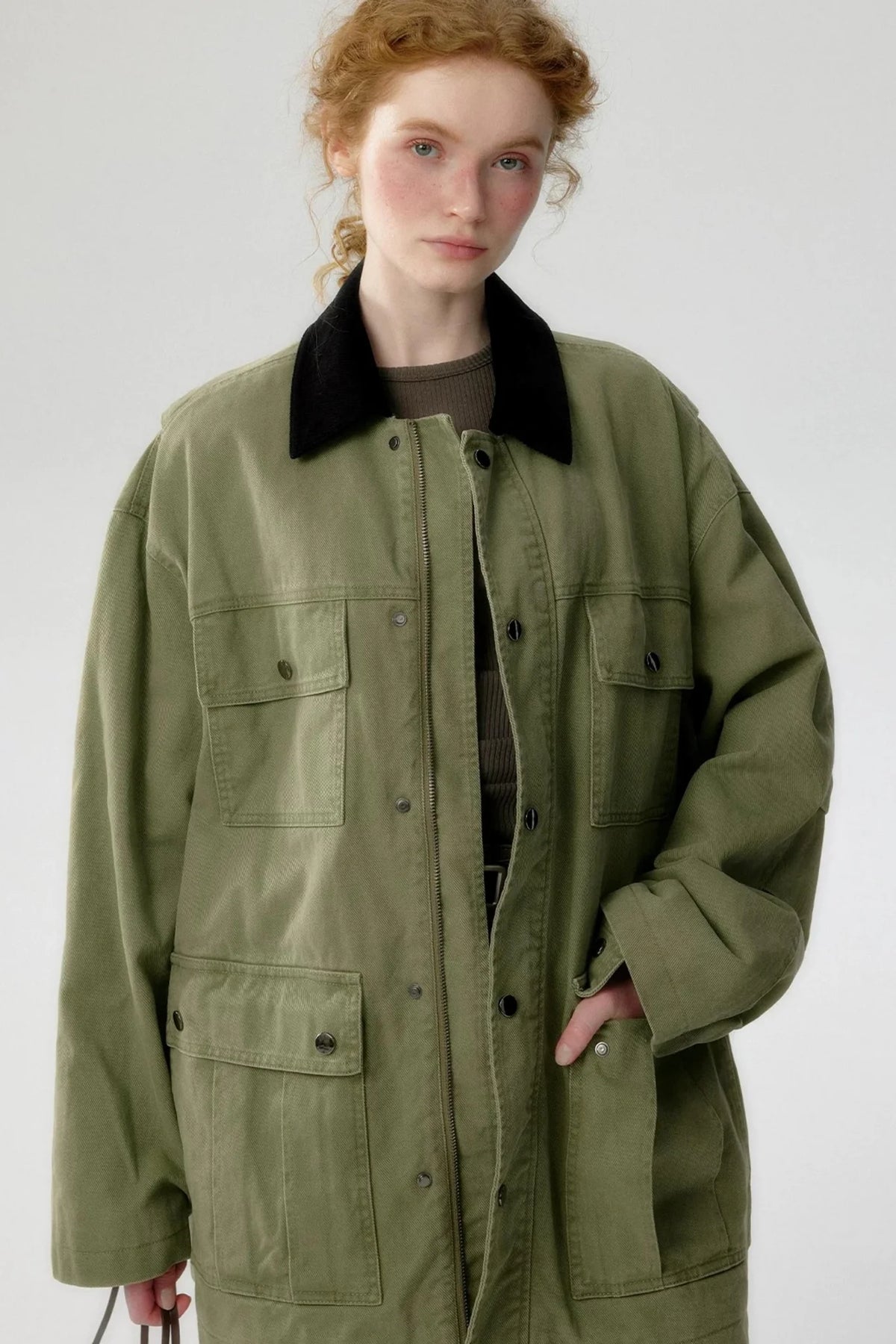 Green Distressed Cotton Jacket