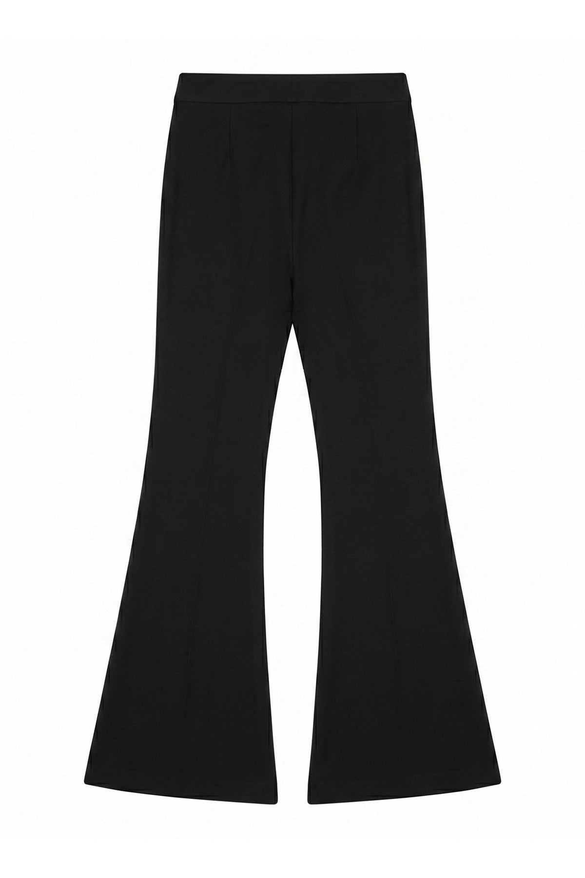 Green Drawstring Top and Black Flared Pants Set-Up