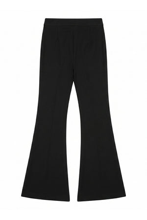 Green Drawstring Top and Black Flared Pants Set-Up