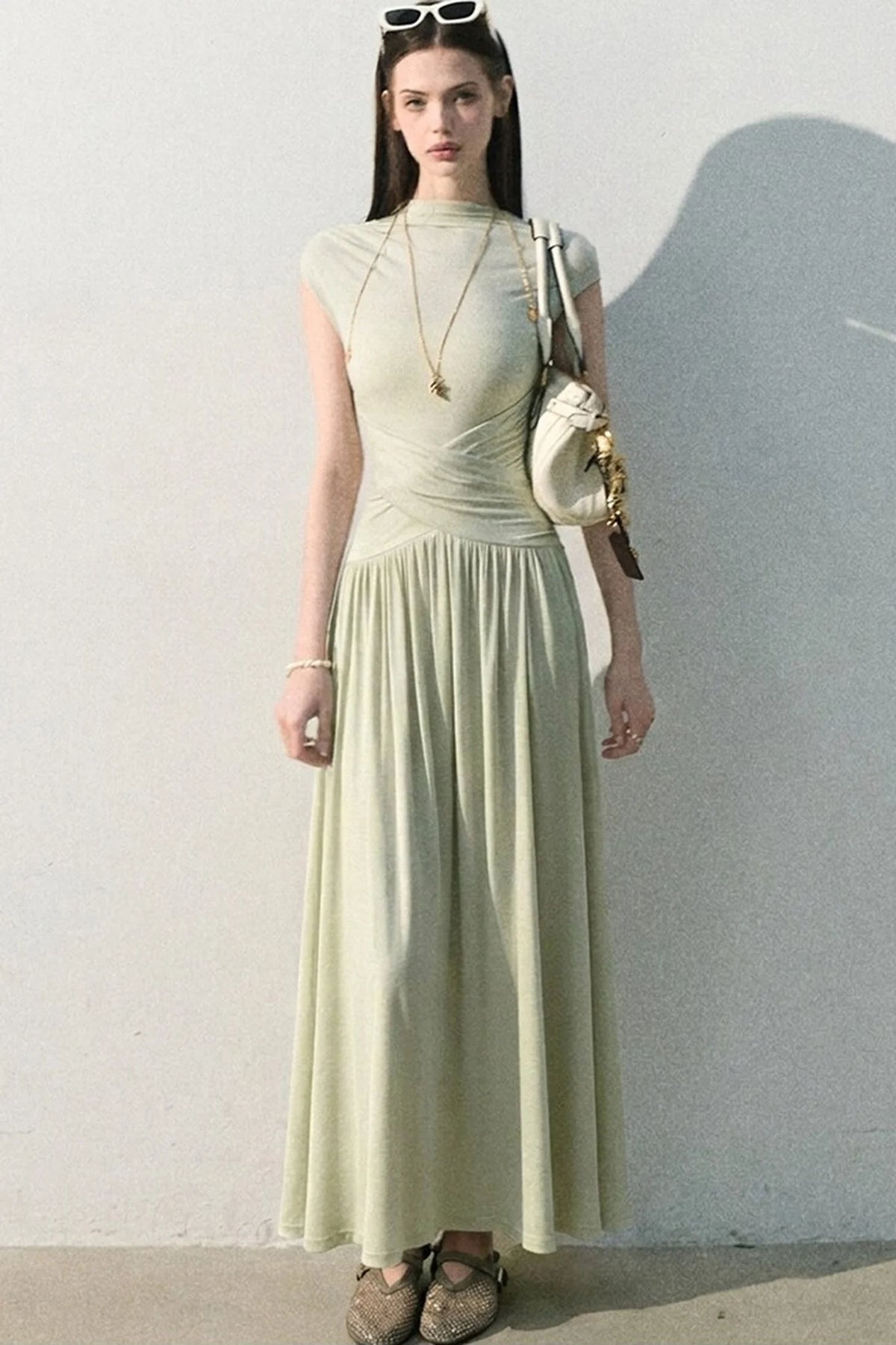 Green Lake Draped Knit Dress