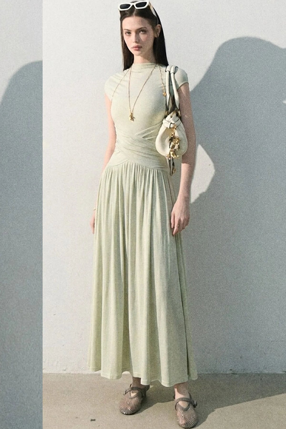 Green Lake Draped Knit Dress