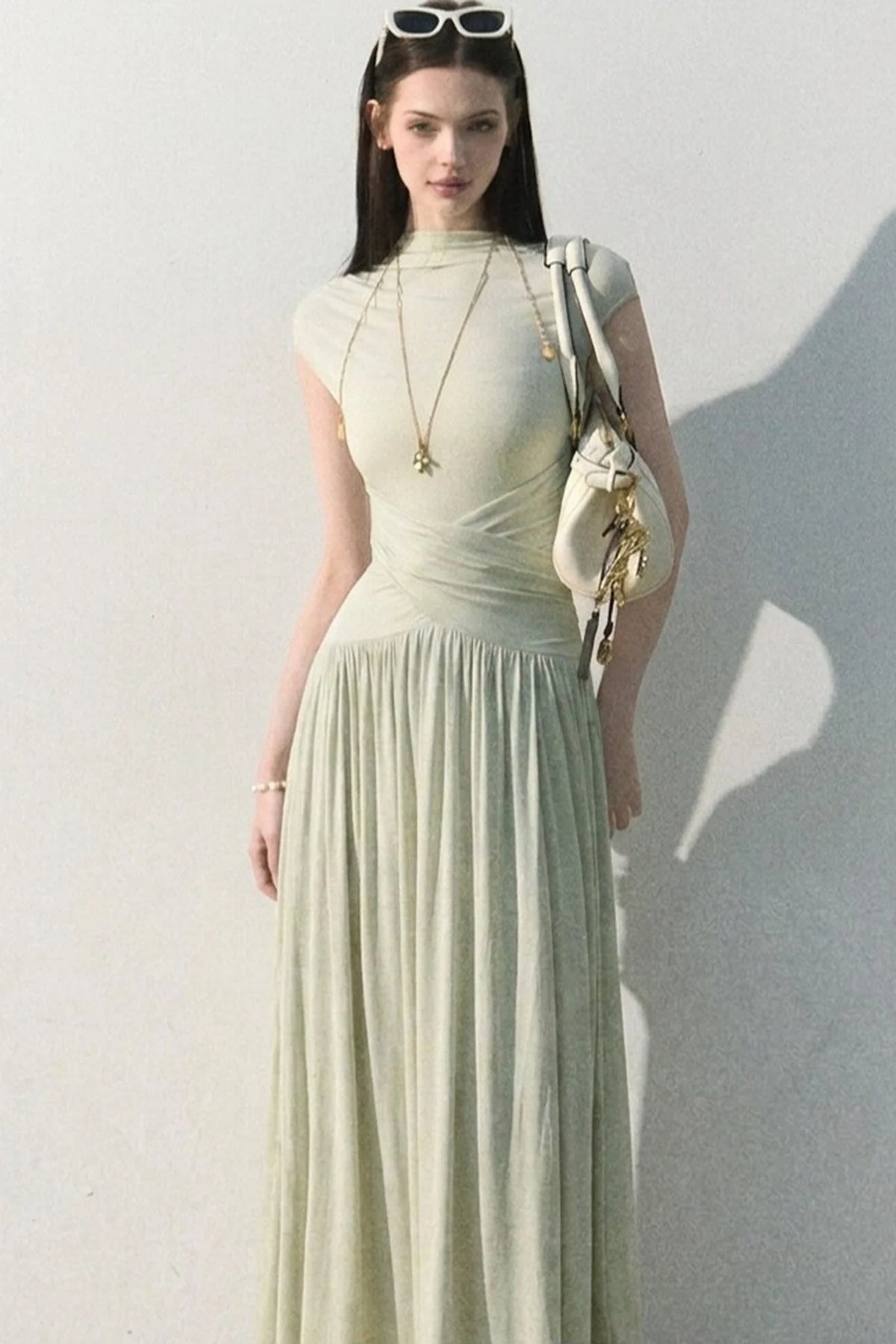 Green Lake Draped Knit Dress