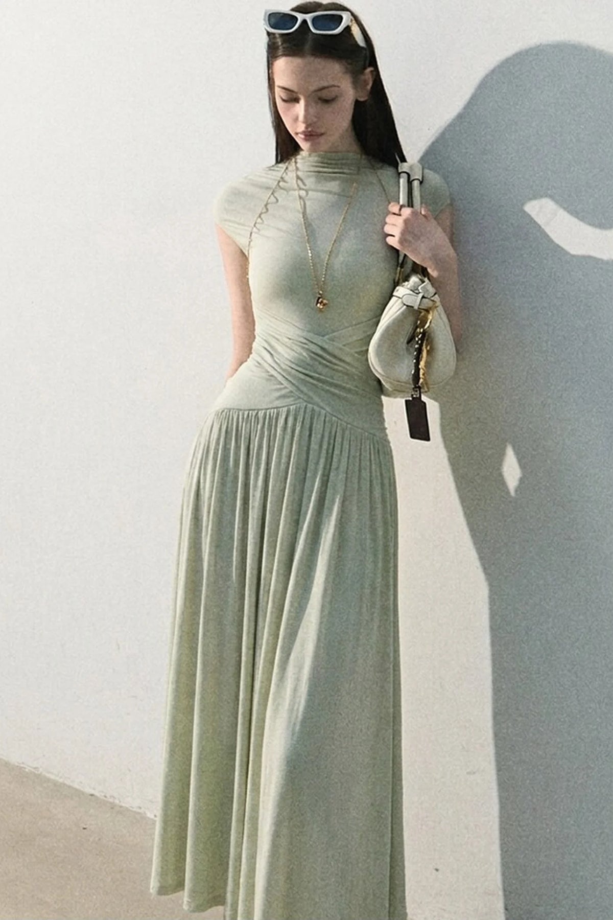 Green Lake Draped Knit Dress