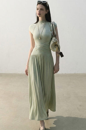 Green Lake Draped Knit Dress