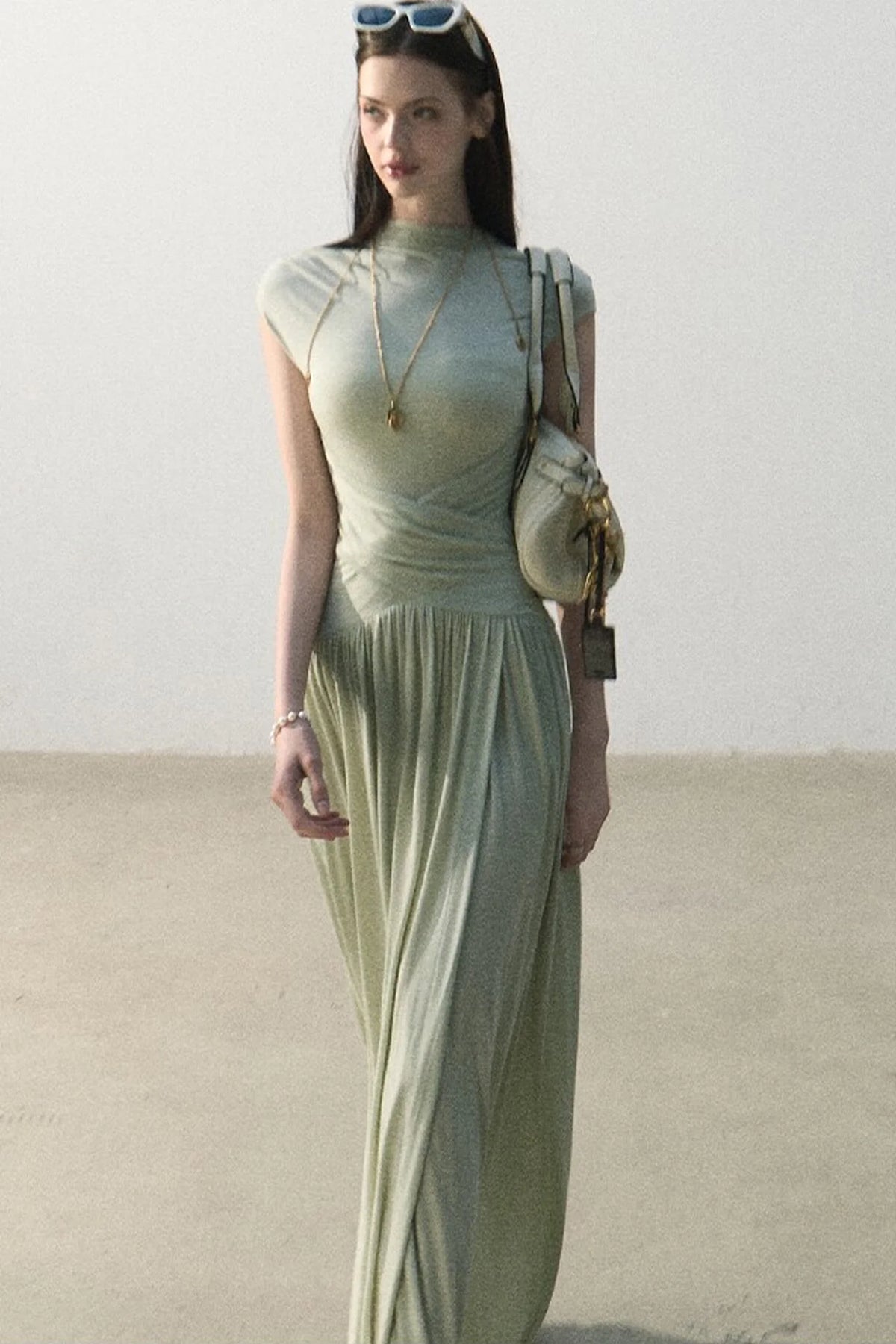 Green Lake Draped Knit Dress