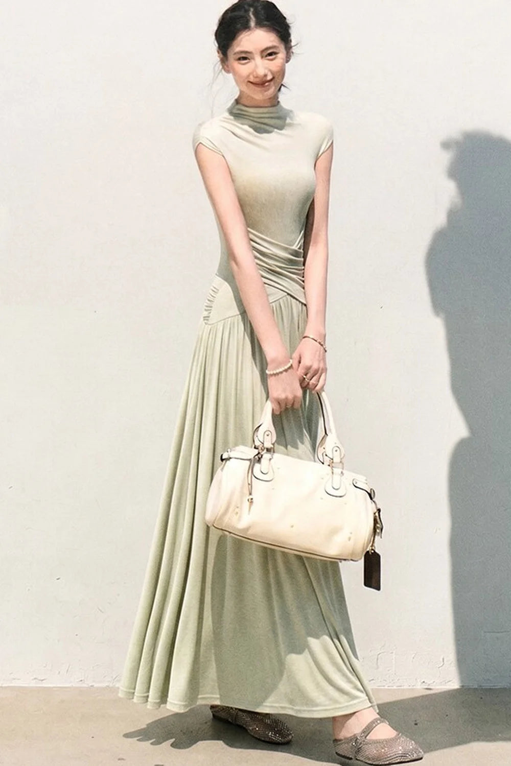 Green Lake Draped Knit Dress