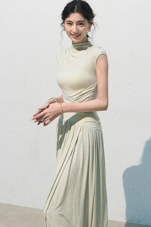 Green Lake Draped Knit Dress