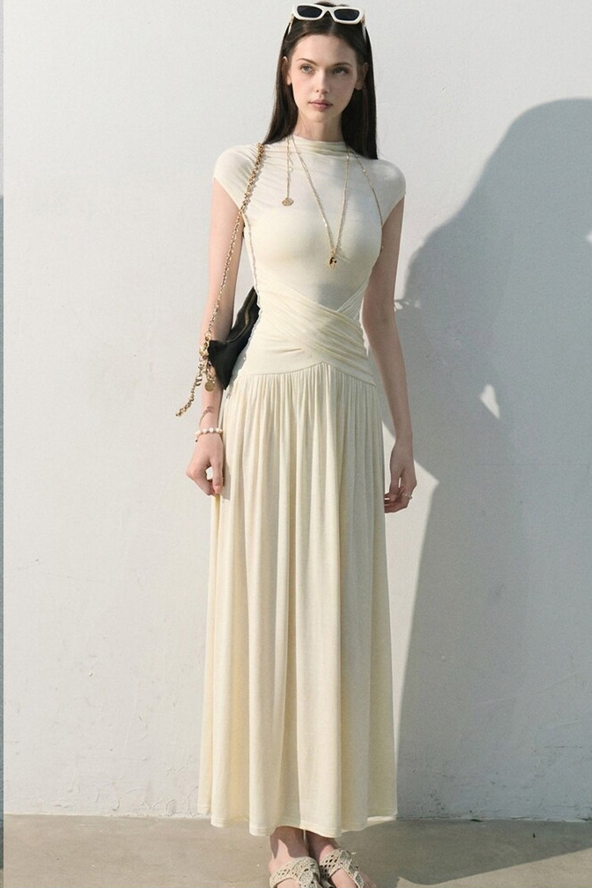 Green Lake Draped Knit Dress