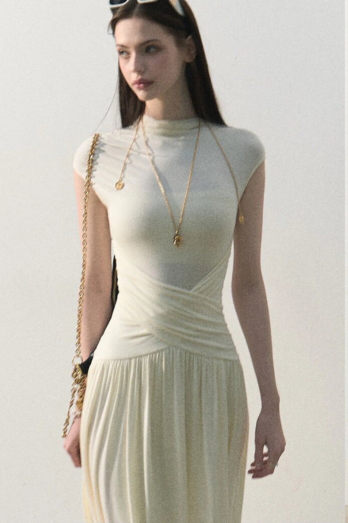 Green Lake Draped Knit Dress