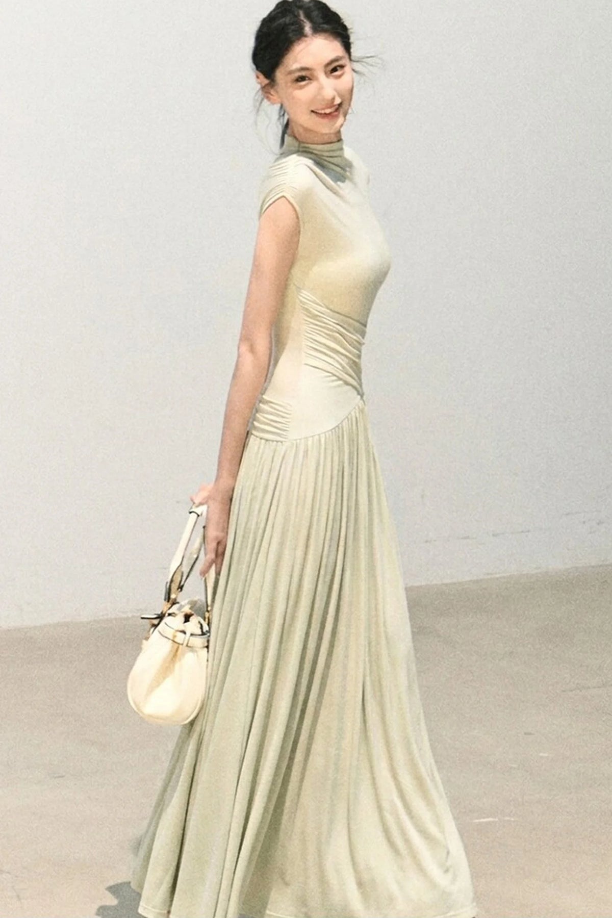 Green Lake Draped Knit Dress