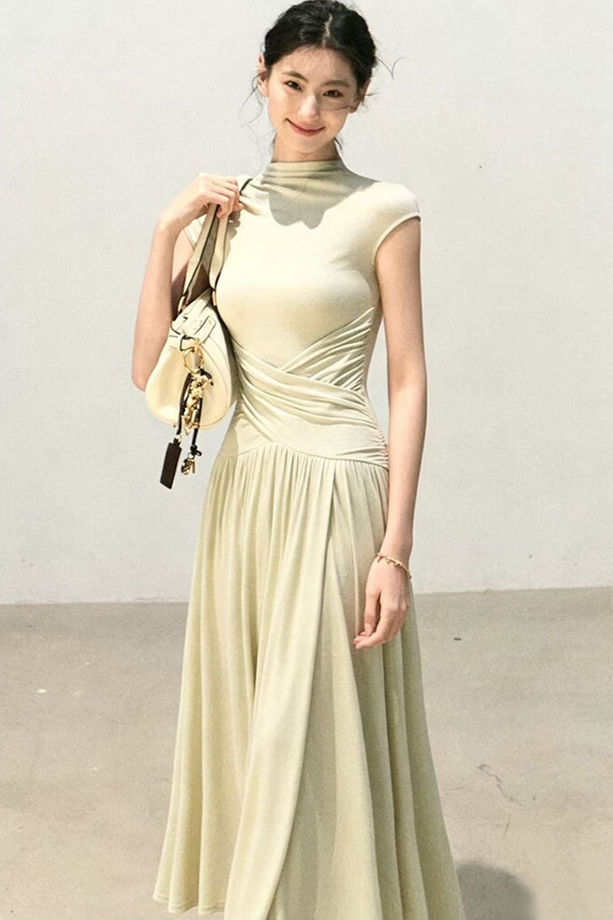 Green Lake Draped Knit Dress