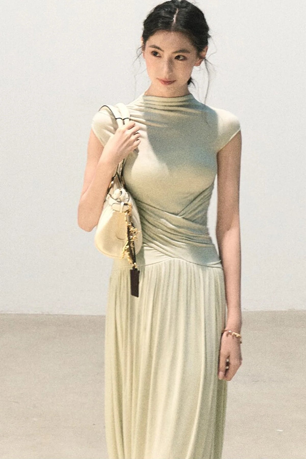 Green Lake Draped Knit Dress