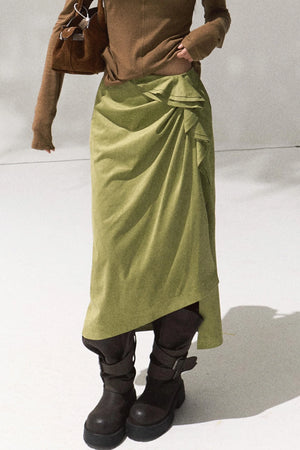Green Oak Gray Pleated Skirt
