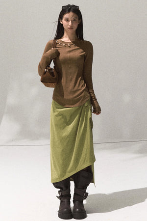 Green Oak Gray Pleated Skirt