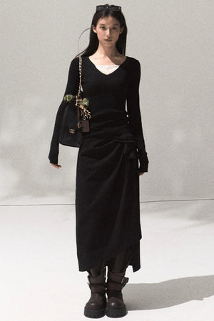 Green Oak Gray Pleated Skirt