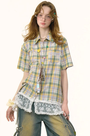 Green Plaid Top